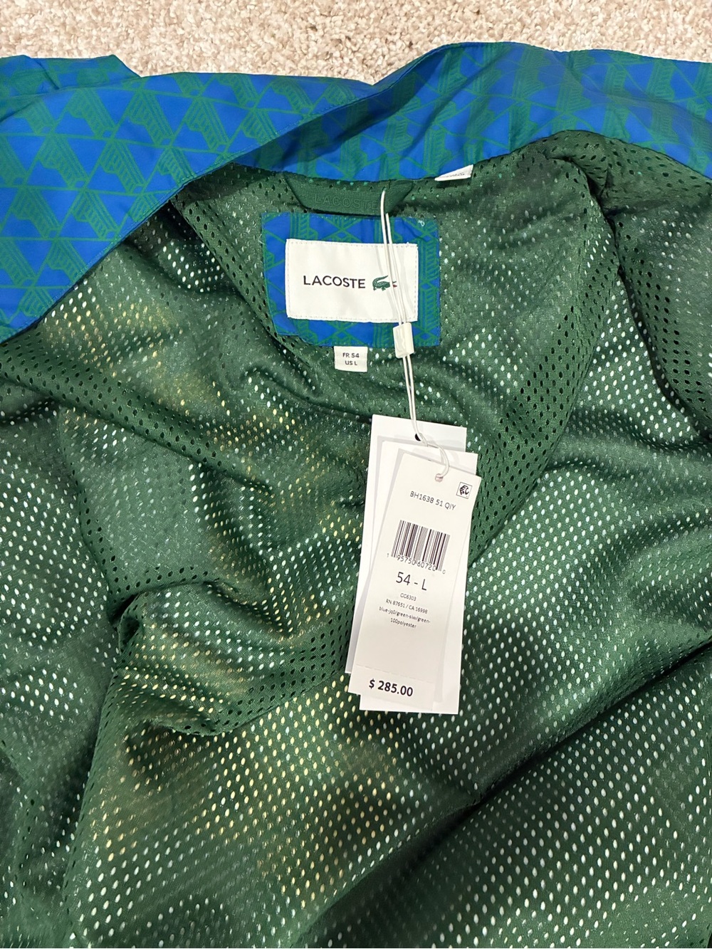 Lacoste Men’s Ombre Monogram Track Jacket - Blue & Green - Picture 5 of 7